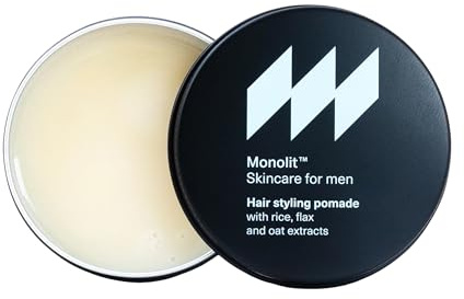 Monolit Hårpomade för män 55 g – flexibel stadga utan limning – styling pomade med riskorvax och solrosolja – naturligt utseende för kort och medium hår