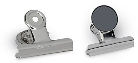 Papier-Klemmer mit Magnet, | sicherer Halt an Metallflächen, griffbereite Notizen, robustes Metallgehäuse, 2er Set für Büro Küche Werkstatt
