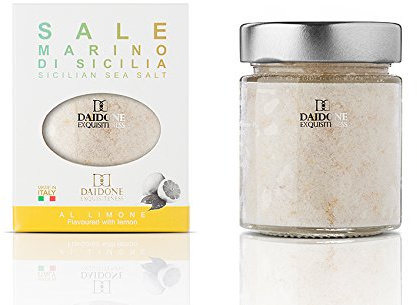 Daidone - Handmade Sicilian Flavoured Sea Salt with Lemon - 12 Jars of 140g