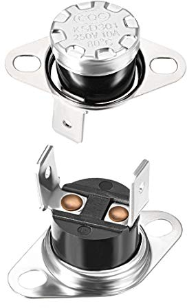 sourcing map Interrupteur contrôle température KSD301 thermostat 80°C 10A normalement fermé NC 2Pcs