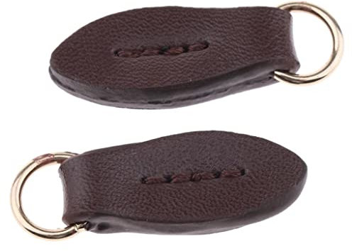 F Fityle 2er Pack Leder Reißverschlusszipper Zipper Pull Reißverschluss Anhänger Reißverschlussanhänger für Tasche Kleier Rucksack - Kaffee, M