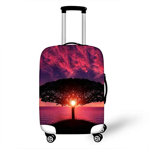 Fansu Elastisch Kofferhülle Kofferschutzhülle, Sonnenuntergang Gepäck Cover Kofferschutz Kofferbezug Waschbar Dicke Staubdicht Strapazierfähig mit Reißverschluss (L(26-28in),Lebensbaum)