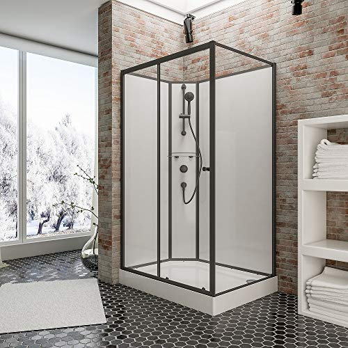 Schulte cabine intégrale 120 x 90 x 204 noir coulissante gauche verre 5 mm