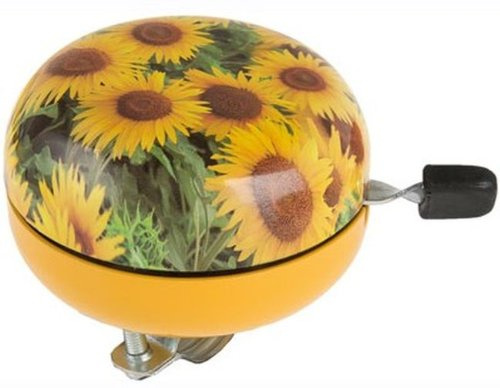 CBK-MS Ding Dong Fahrradklingel Ø 80 mm viele Farben und Motive Fahrrad Glocke (Sonnenblume)