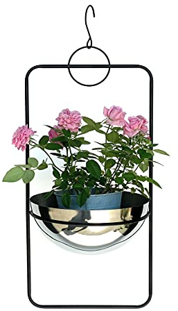 DanDiBo Blomampel metall vägg hängväxter 67 cm 96083 L med kruka silver växthängare blomma hängare kruka hängare blommor blomkruka hängare hängkruka