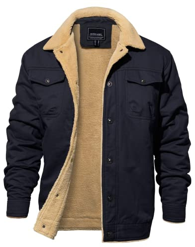 EKLENTSON Men's Motorbike Jackets Winter Tactical Military Jacket Fleece Biker Bomber Jackets Navy,S