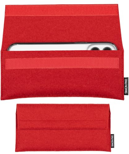 SimonPike Handyhülle passend für Apple iPhone 17 Pro Max | 16 Pro Max | 15 Pro Max (Gr. M) | New York rot Filztasche aus Wollfilz Handy/Smartphone Tasche
