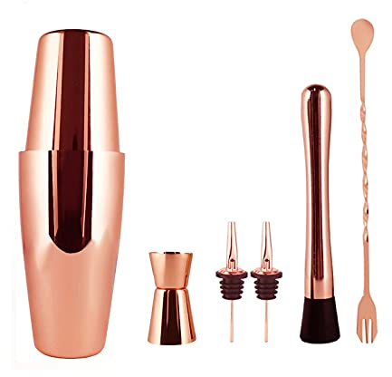 Juego de coctelera Juego de coctelera Coctelera de acero inoxidable Coctelera Coctelera de acero inoxidable Copa Bar Tool Bartender Kit for Home Bars Cocktail Making Set ( Color : Rose Gold 550ml 6