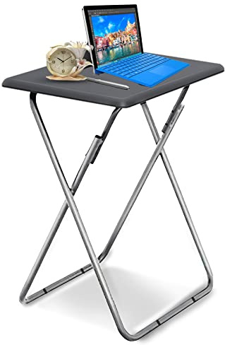Garden 4 you Folding TV Tray Table/TV Dinner Trays Tables for Eating,Stable Tv Trays Table 25In, Folding Tray Side Table, Foldable Snack Tables for Bed & Sofa, 15 x 18.9 x 26 in (Grey,1PC)