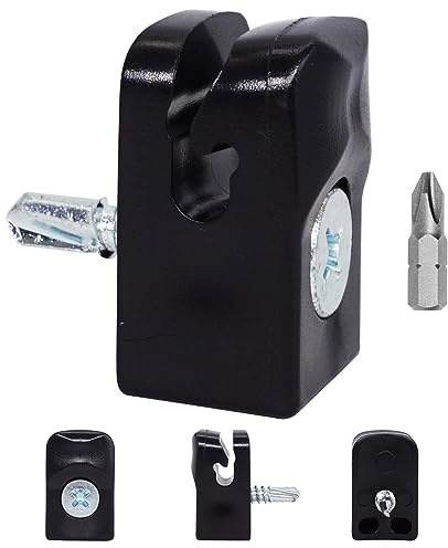 SKIR'CO (50 pcs) Black Fence Clips, Plastic Clips for Mesh Fences, Screw Fixed Fence Wire Holders, Clips for Wire Fencing, RAL 9005 Colour
