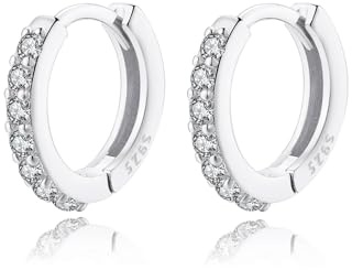 Creolen Ohrringe Silber 925 für Damen Zirkonia Klein Creolen Hypoallergen Ohrringe Kreolen