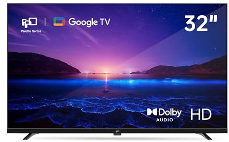 FPD Televisor Inteligente De 32 Pulgadas Compatible con Google TV HD 720P con Google Play Y Google Cast Integrados, HDR 10, Dolby Audio, Control Remoto por Voz, Transmisión D Negro