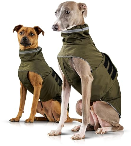 ZAUBERPFOTE® Hunderegenmantel London I Mit extra langem YKK® Reißverschluss für Halsband & Geschirr I Für kleine, mittlere & große Hunde I Wasserdicht & Maschinenwaschbar I Regenmantel für Hunde (50)