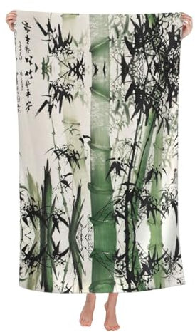 MDATT Chinese Painting Of Bamboo Beach Towel And Yoga Towel,Quick Dry Travel Towel For Beach, Pool, Swim, Hand, Face, Body