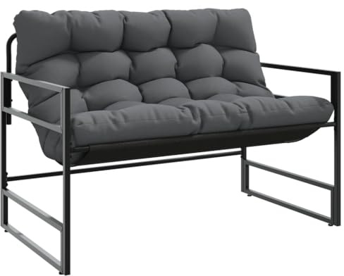 vidaXL Gartenbank mit Kissen Anthrazit 113 cm Stahl