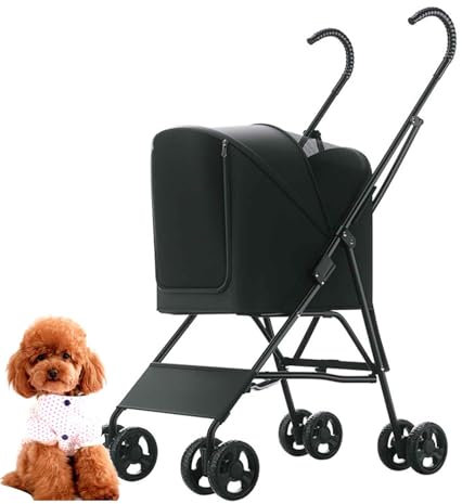 PJDDP Klappbarer Hundewagen Für Kleine Hunde, Schwarz