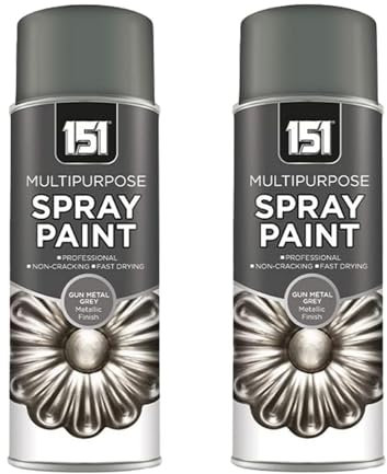 DIOXSTAR Gun Metal Grey Spray Paint, Metallic Finish, Fast Drying, Non-Cracking, DIY Spray Paint for Metal, Wood, Glass, Easy to Use, Multi-Purpose, 400ml (2 PCS)
