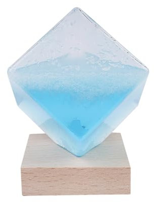 Ieron Stazione meteorologica, Vetro antitempesta, previsioni del Tempo, cubo d'Acqua Blu Cristallo Tempesta, previsioni del Tempo in Vetro con Base in Legno, Vetro antitempesta Creativo per