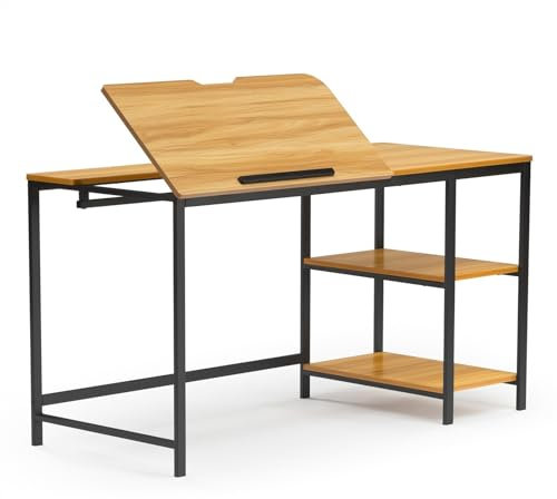 IKVODEOS Computertisch-Beistelltisch, 55 Zoll, multifunktionaler Zeichentisch mit verstellbarem Neigungsständer, Desktop-Computertisch, Arbeitsstation, Arbeitszimmer, Schreibtisch, Gaming-Schreibtis