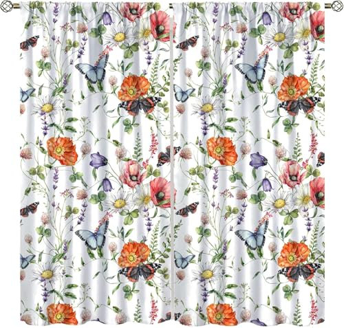 Vorhang, Kinderzimmer, 3D Blumentier Schmetterling 183X214 cm (B + H) Kindervorhänge Mit Ösen, Polyestervorhänge, Wärmeschutzvorhang, Blickdichter Vorhang Mit Ösen, Kindervorhänge Für Wohnz-230105362