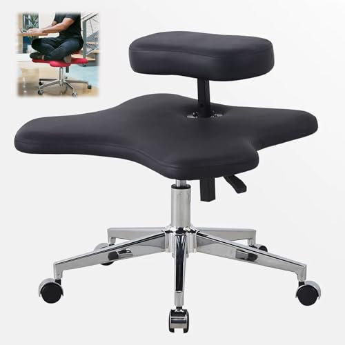 LULUMAIC Kniestuhl, Home-Office-Schreibtischstuhl, ergonomischer Haltungsstuhl mit gepolstertem Kissen, Bürostuhl mit gekreuzten Beinen, Meditationsstuhl für Zuhause und Büro, Flexibles Design für
