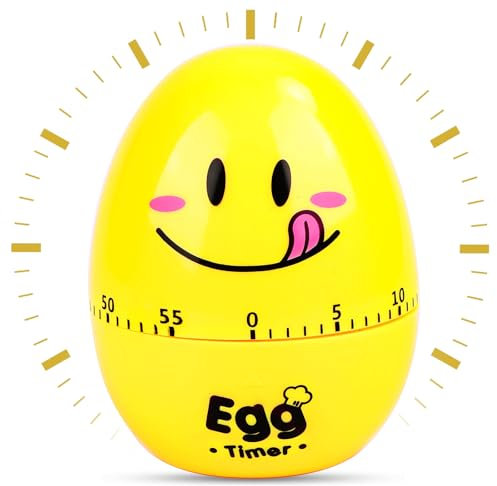 AKONE Eiuh Mecánico Temporizador de Huevos Divertido Temporizador de Cocina Temporizador de Cocina, Temporizador de Cocina en Forma de Huevo, Temporizador Mecánico para Cocinar, 60 Minutos de Cuenta
