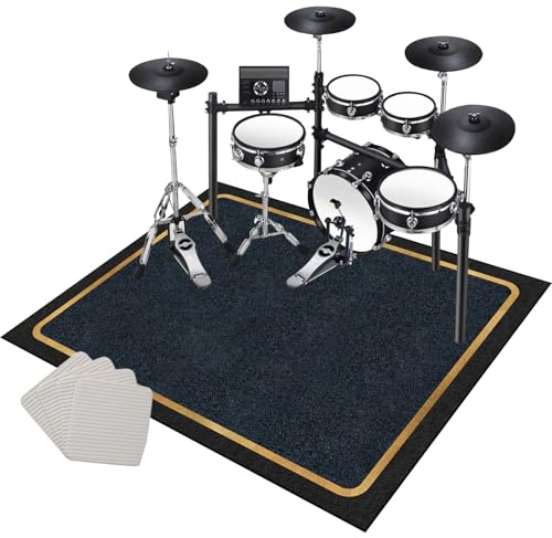 Tappeto Drum Tappeto per Batteria Acustica Antiscivolo Tamburo Tappeto, Professionale Tappeto Batteria Elettronica, Assorbimento degli Urti Insonorizzato Antiscivolo Tappeto a Tamburo 120 x 70 cm