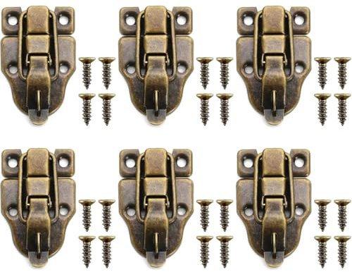 Zwenjuan Cierres Hebilla para Caja,6 PCS Pestillos de Caja Joyería Antigua Cierre Cierres para Cofres Cerradura de Bronce Piezas Pestillos Retro para Pequeñas Cajas de Madera