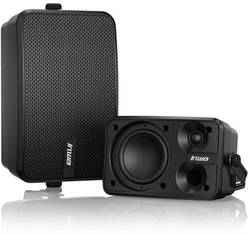 Inwa Cassa Bluetooth da Esterno, Speaker da Parete Attivo-Passivo da 400W, Sistema Audio Stereo Wireless Impermeabile Interno/Esterno con Ingresso Aux (2 Pezzi MZ622, 1 Telecomando, RMS 40W)
