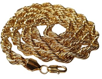 Gold Filled 18K Rope Chain Necklace for Men, 6MM Wide, 24Inch(61CM) Length