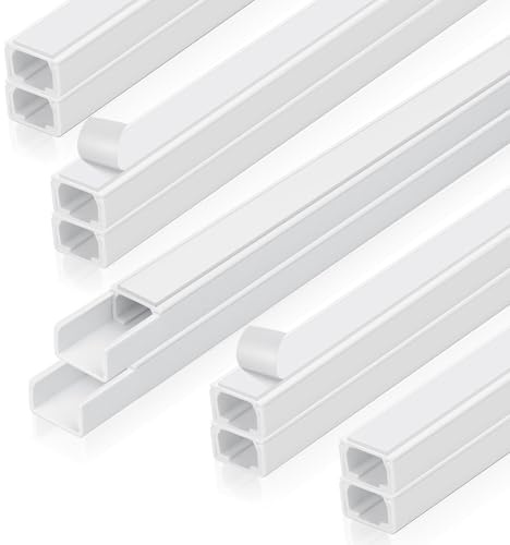 Cozary 10 Stück Kabelkanal Weiß Selbstklebend, Kabelkanäle Schaumklebeband Kabel Verstecken (0.4mx15mmx10mm), Kabel Organizer für Montage an der Wand, Schreibtisch Kabelmanagement