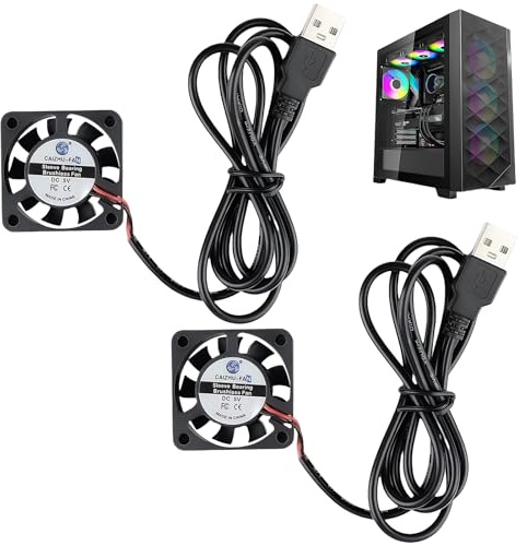 2PCS 40x40x10 mm DC 5V Mini Ventilateurs Refroidissement Silencieux USB avec Fils, Ventilateur PC 4010 40 mm Mini petit ventilateurs Sans Balais pour Ordinateurs Portables Imprimantes 3D