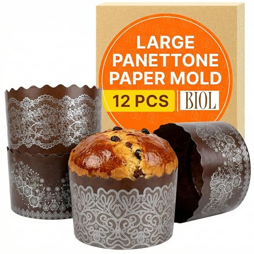 15 oz Easter Bread Paper Molds for Baking 450 gr Large Panettone Paper Mold - 12 Pack Non Stick Kulich Paska Form (15oz)