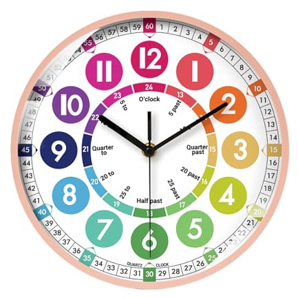 YCEZW Reloj de Aprendizaje para niños – Reloj de Pared silencioso sin, Pantalla Colorida de 10 Pulgadas | Decoración educativa Duradera para aulas y Habitaciones, diseñado para apoyar Las