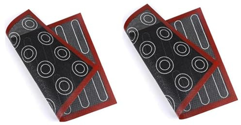 Lot de 2 tapis de four micro-perforés en silicone, à double face, antiadhésifs, résistants à la chaleur et réutilisables pour macarons, soufflés, pizza (40 x 30 cm)