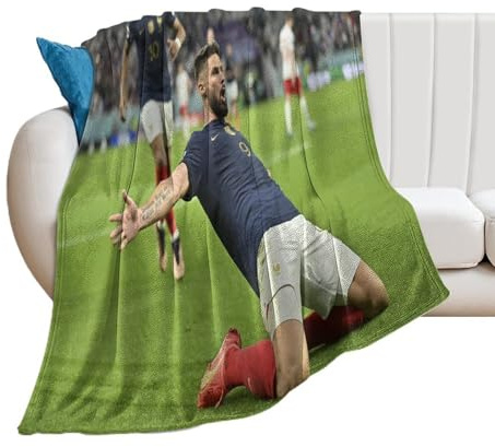 SUYEKON Olivier Giroud 2022 – Couverture en molleton pour lit, canapé, sofa – Couverture en flanelle épaisse et chaude pour toutes saisons, 101,6 x 127 cm