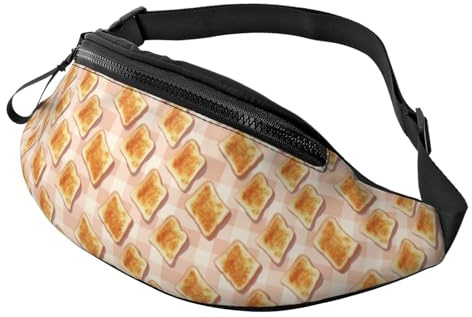 Sac banane mignon imprimé toast pour homme et femme, sac banane de sport, sac banane pour voyage, randonnée, course à pied