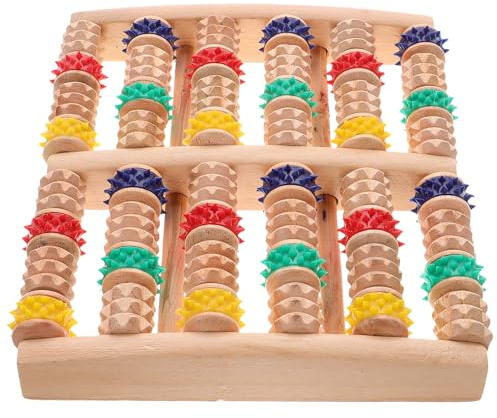 MILISTEN Hölzerner Fußmassageroller mit 5 Rollen Sanfte Fußmassage und Gummi für Entspannung Beim Fernsehen und der Pause