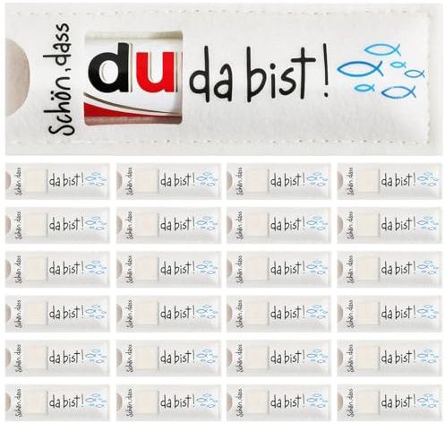 24 Stück Schön dass du da bist Gastgeschenke Schokoladen-Geschenkpapier, Hülle Filz Gastgeschenke, geeignet für Hochzeiten, Geburtstage, Abschlussfeiern und Taufen, 14 * 5cm (Weiß)
