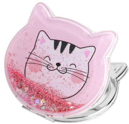 XRVRILE Katt fickspegel, handspegel vikbar minisminkspegel, liten dubbelsidig, kompakt spegel för smink camping resor