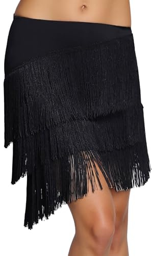 Damen Tanzrock Latein Tango Bauchtanz Hüfttuch Fransen Rock Rumba Cha Cha Samba Ballsaal Tanzkleid