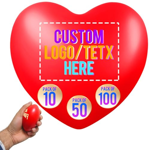 10-1000 Stück benutzerdefinierte Stressbälle mit Logo-Text, personalisierbar | Memorable Business Promotional Gifts Corporate Event Giveaway Unique Wedding & Party Favor High Definition Durable Logo Print