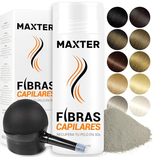 Maxter Streuhaar zur Haarverdichtung GRAU + Spray Applikator - Haarpuder gegen Kaschierung von Haarausfall - Haarpuder Männer und Frauen - Mikrofaser in Pulverform - Hair Fiber