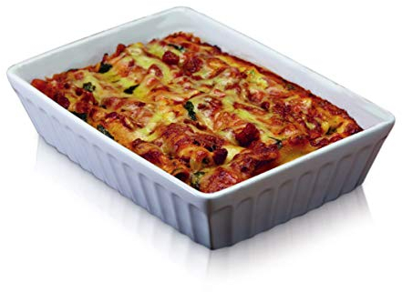 KitchenCraft World of Flavours Lasagne Dish, Cannelloni and Pasta Bakes, Stoneware, 33 x 23 cm, White