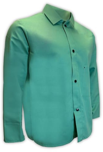 MAGID SparkGuard Flame Resistant Cotton Standard Weight Jacket, 1 Jacket, 30” Length, Size Small, Green