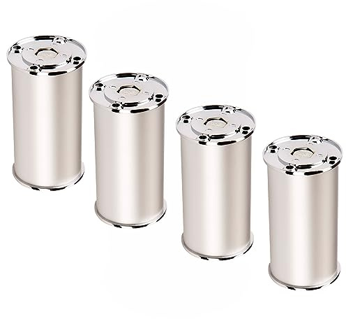 SOTECH 4er Set Möbelfüße RADO Höhe 120 mm, Ø 50 mm, Aluminium Chrom poliert | höhenverstellbare Verstellfüße