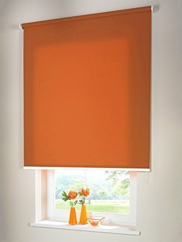 Hochwertiges Sichtschutzrollo Mittelzugrollo Springrollo Rollo Sichtschutz 100 x 200 cm / 100x200 cm terracotta // Sichtschutzrollo/Sichtschutz-Rollo/Fensterrollo