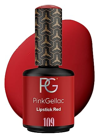 Pink Gellac UV Gel Nagellack - 108 Lipstick Red 15 ml - Lang Anhaltend Shellac Nagellack Rot - Gel UV für 14 Tage Nägel in Salonqualität - Made in Holland
