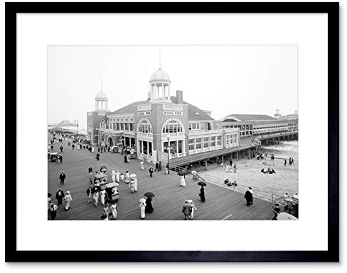 Steel PIER Atlantic City NJ Vintage History Old BW Framed Art Print B12X975