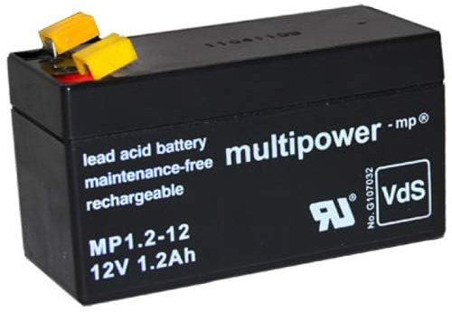 Multipower batteria al piombo mp1.2 – 12 12,0 Volt 1.200 mAh con connettori da 4,8 mm